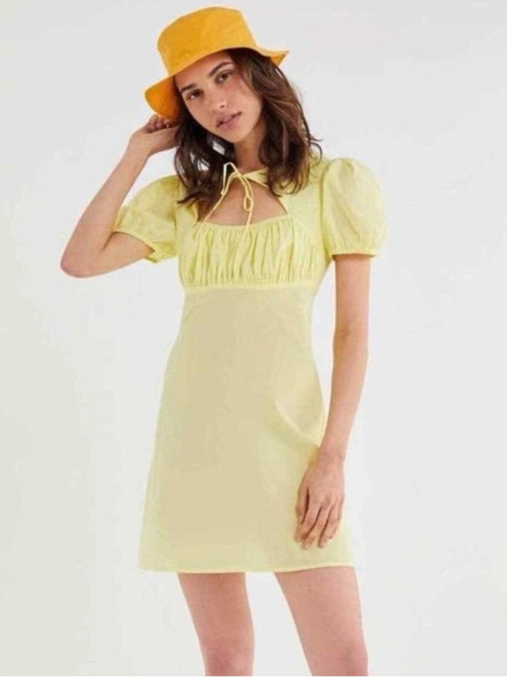 Urban Outfitters Winnie Cut-Out Mini Dress S Puff Sleeve Cottagecore Y2K